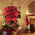 thumbnail image 5 of Large Fall Thanksgiving Christmas Plaid Wreath Bow - 23x13 Inch Black and Red Buffalo Plaid Check Swag Bow Christmas Tree Topper Bow for Home Indoor Outdoor Ornaments, 5 of 8