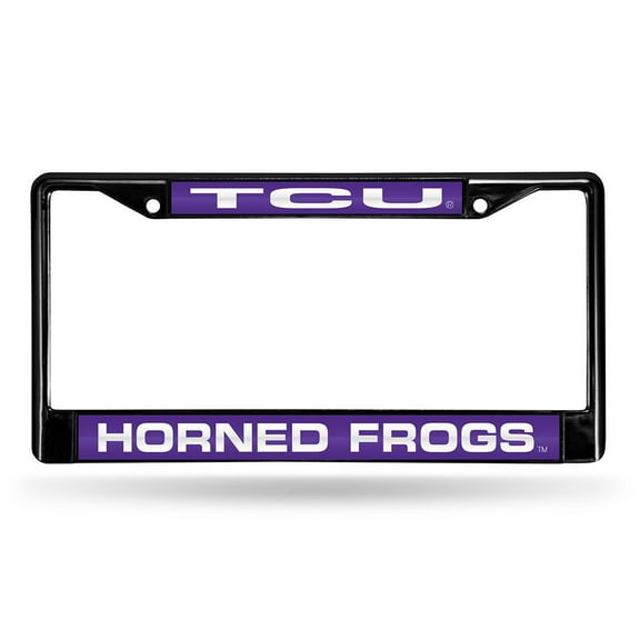 Texas Christian TCU Horned Frogs Black Metal Laser Cut License Plate Frame