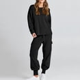 thumbnail image 2 of FAIWAD Women Solid Sportswear Suit 2 Piece Long Sleeve Round Neck Loose Pullover Top with Drawstring Trousers, 2 of 7