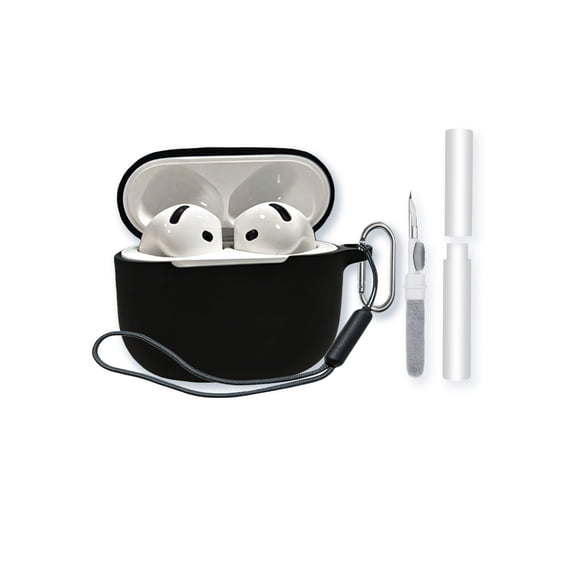 BOVUGAC Suitable for AirPods 5th Gen silicone protective case, dustproof and anti drop earphone charging case-Black