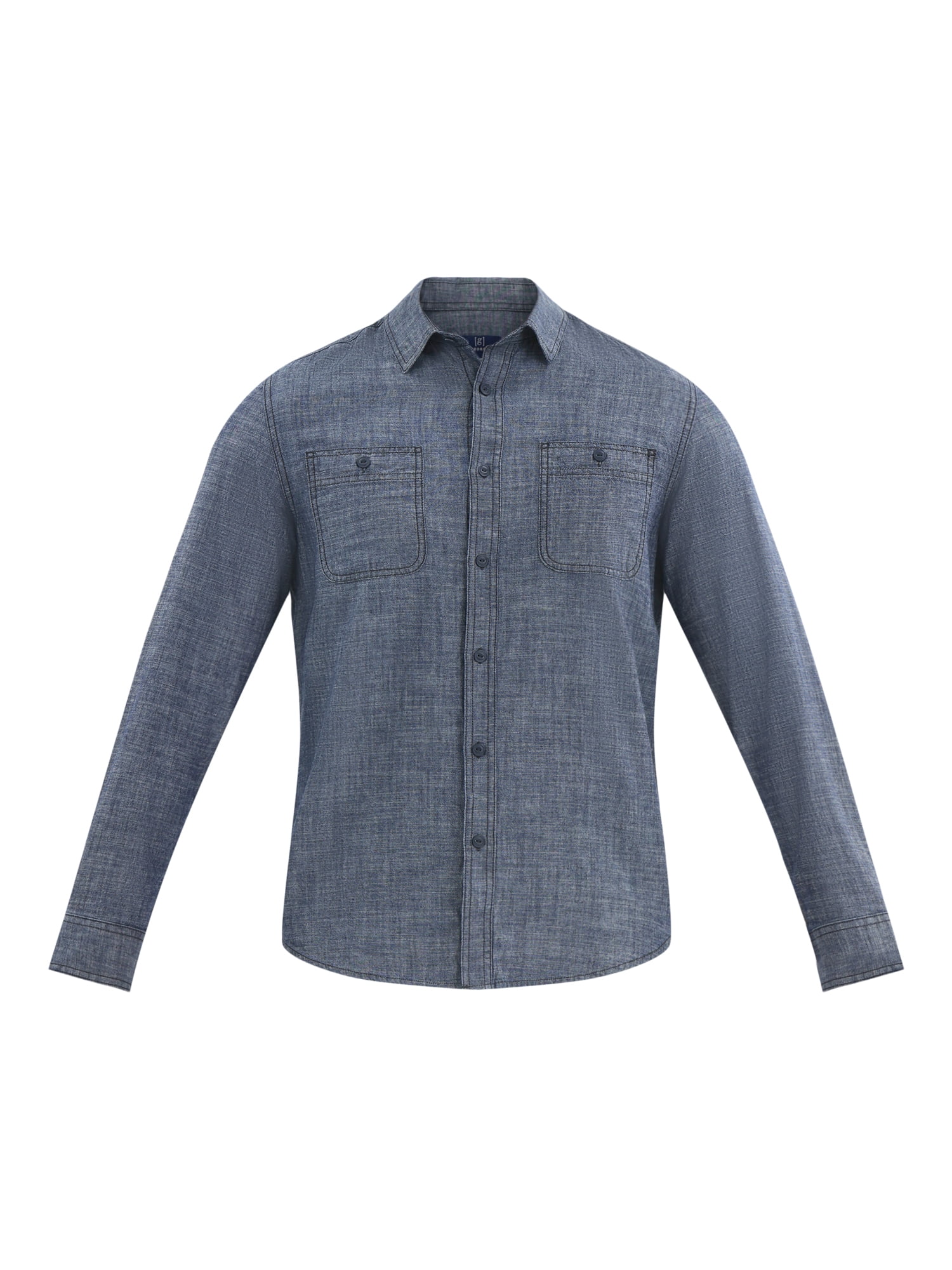 George Men's Chambray Button Shirt with Long Sleeves, Sizes S-3XL