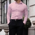 thumbnail image 2 of Breezora Men's Dress Shirt Muscle Fit Slim Fit Long Sleeve Casual Button Down for Sport Business and Everyday Wear XL Size Pink, 2 of 6