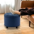 thumbnail image 6 of Upholstered Fabric Button Tufted Round Foot Rest Ottoman with Storage for Living Room (Set of 2), 6 of 6