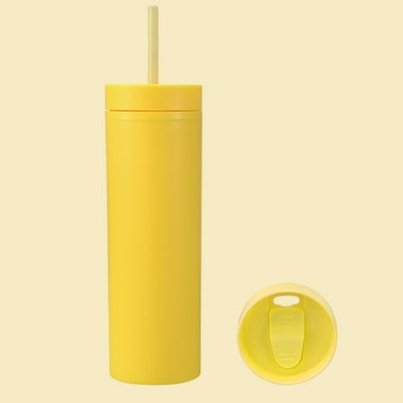 

IGRELEM Straw Cup 1 Set Water Glass No Odor Practical Forsted Water Bottle Straight Cup