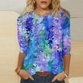 thumbnail image 2 of Ruimatai Women's 3/4 Sleeve Round Neck Top Loose Comfortable Casual Shirt Spring Summer Tunic Blouse Soft Breathable Stretchy Tee, 2 of 5