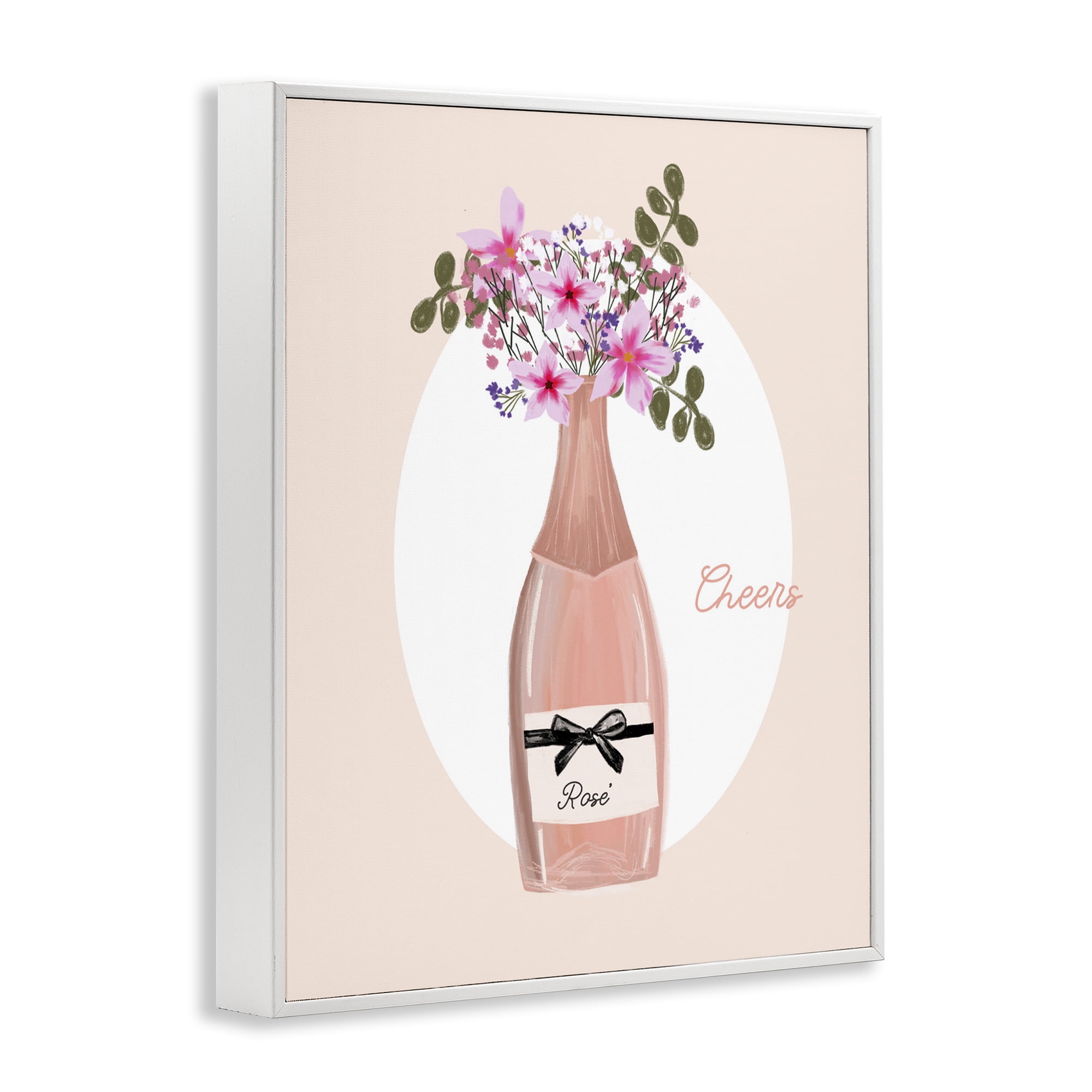 Stupell Industries Cheers Pastel Rosé Food & Beverage Painting White Framed Art Print Wall Art, 16 x 20
