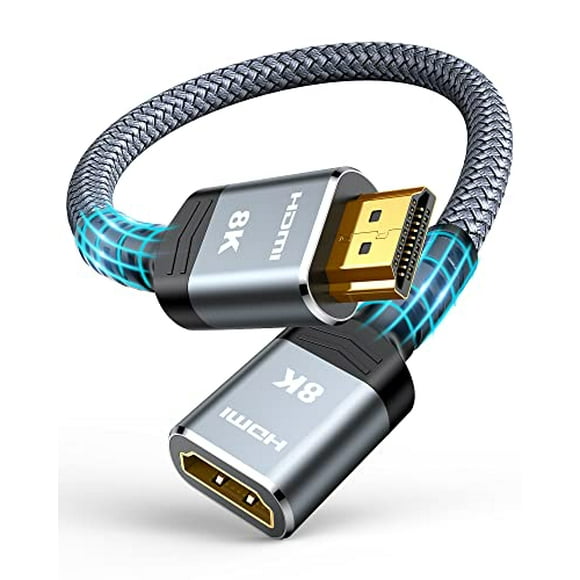 TianQi 8K 4K HDMI Extender Cable, Short Extension Cable 2.1 4K@30Hz/60Hz/120Hz, Ultra High Speed Adapter Male to Female Compatible With PS5 Roku Stick Blu Ray Player HDTV Laptop 1FT 2P Black Black
