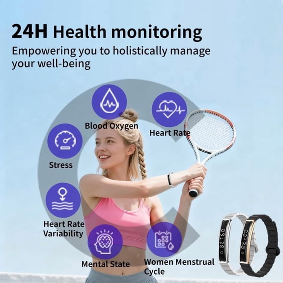 Smart Bracelet for Women Men, Fitness Tracker Smart Wristband, Waterproof Health Band with Heart Rate Sleep Monitor, 12 Kinds Sport Modes fits Android iOS (Black)