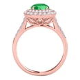 thumbnail image 3 of Mauli Jewels Engagement Rings for Women 1.25 Carat Halo Antique Design Emerald And Diamond Engagement Ring 4 Prong-Setting 14K Rose Gold, 3 of 6