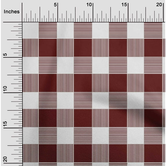 oneOone Polyester Lycra Maroon Fabric Gingham Check Diy Clothing Quilting Fabric Print Fabric By Yard 56 Inches Wide