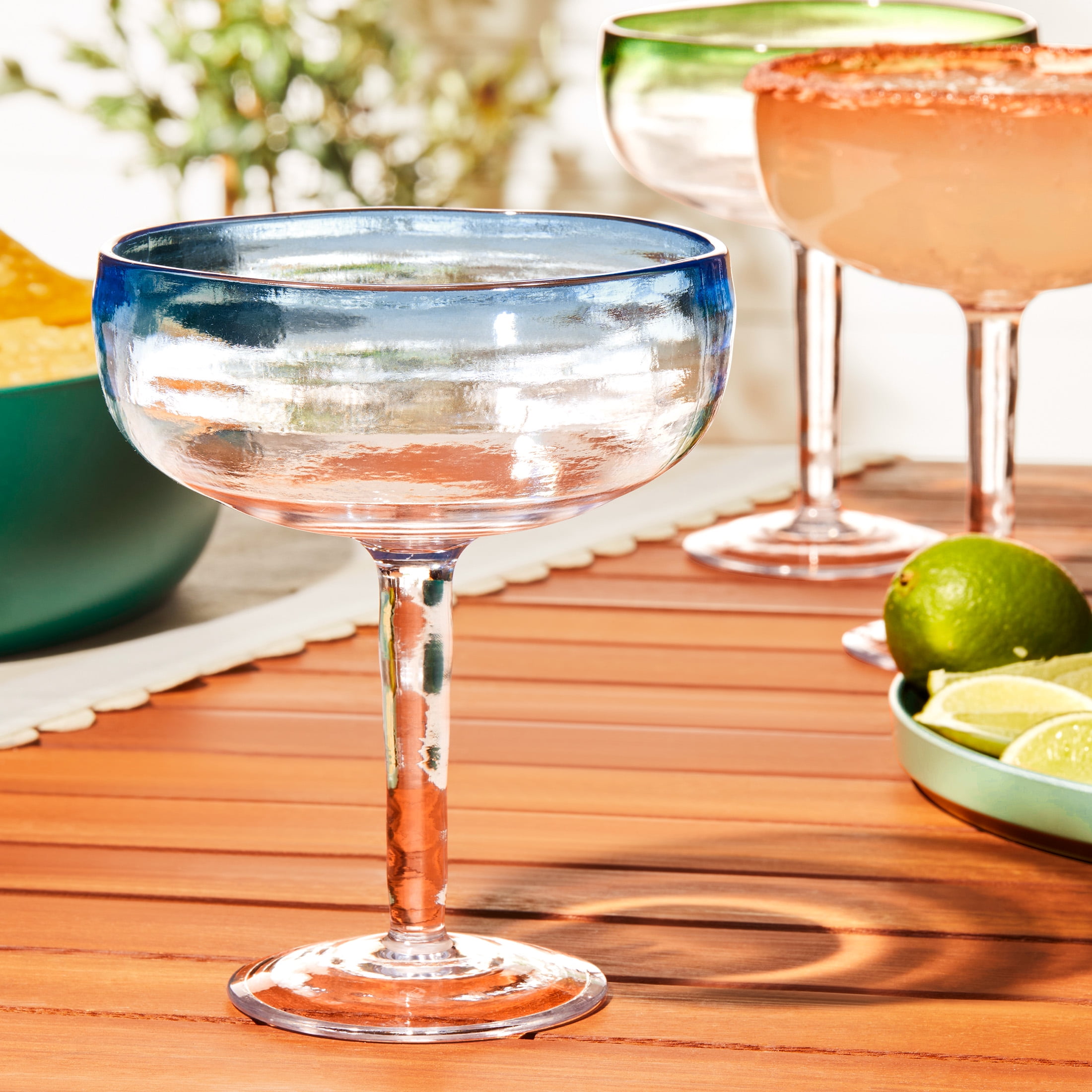 Mainstays by Becky G. & Alejandra 18 oz Acrylic Margarita Glass, Blue Rim