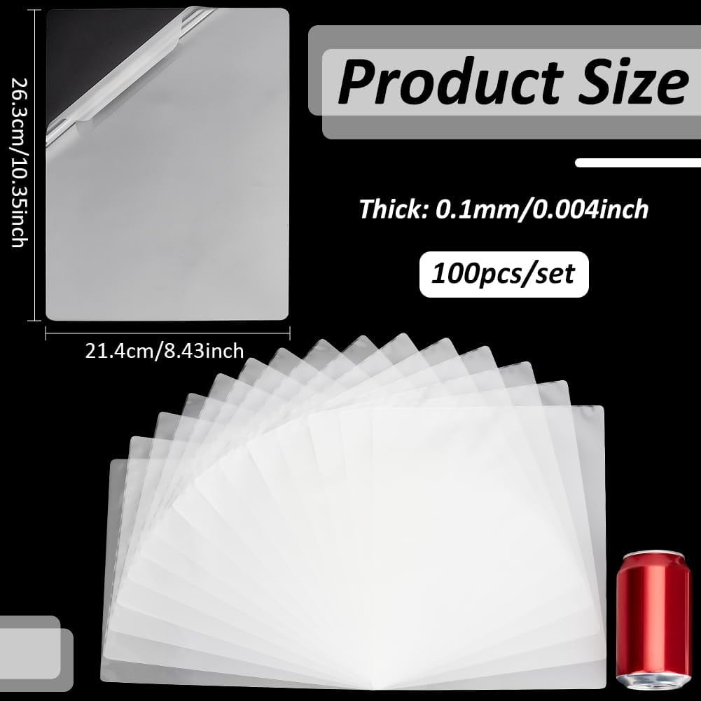 100Pcs Plastic Laminating Pouches Thermal Laminating Sheets Photo Protecting Sheets for Photos and Notes 10.35x8.43x0.004 inch Clear