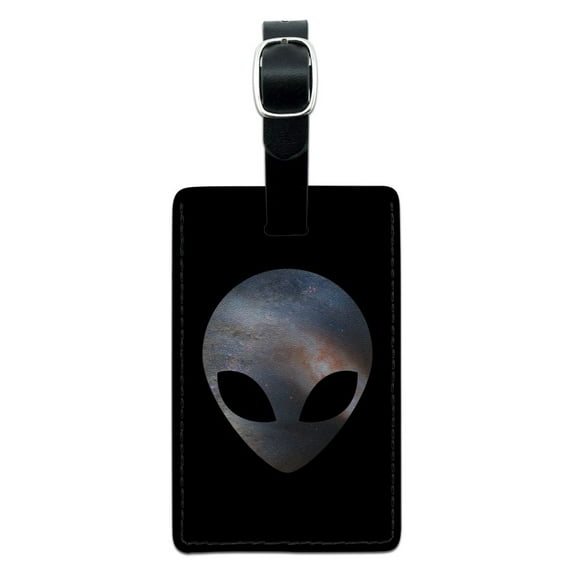Alien Head in Space Rectangle Leather Luggage Card Suitcase Carry-On ID Tag