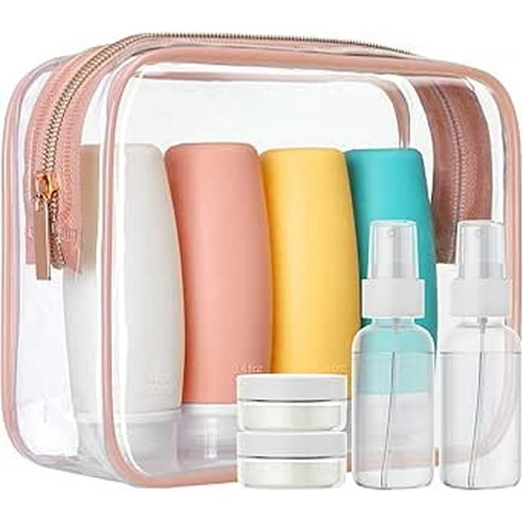 PACKISM Clear Makeup Bags, 2 Pack TSA Approved Toiletry Bag Quart Size Bag, Travel Makeup Cosmetic Bag for Women Clear Toiletry Bag