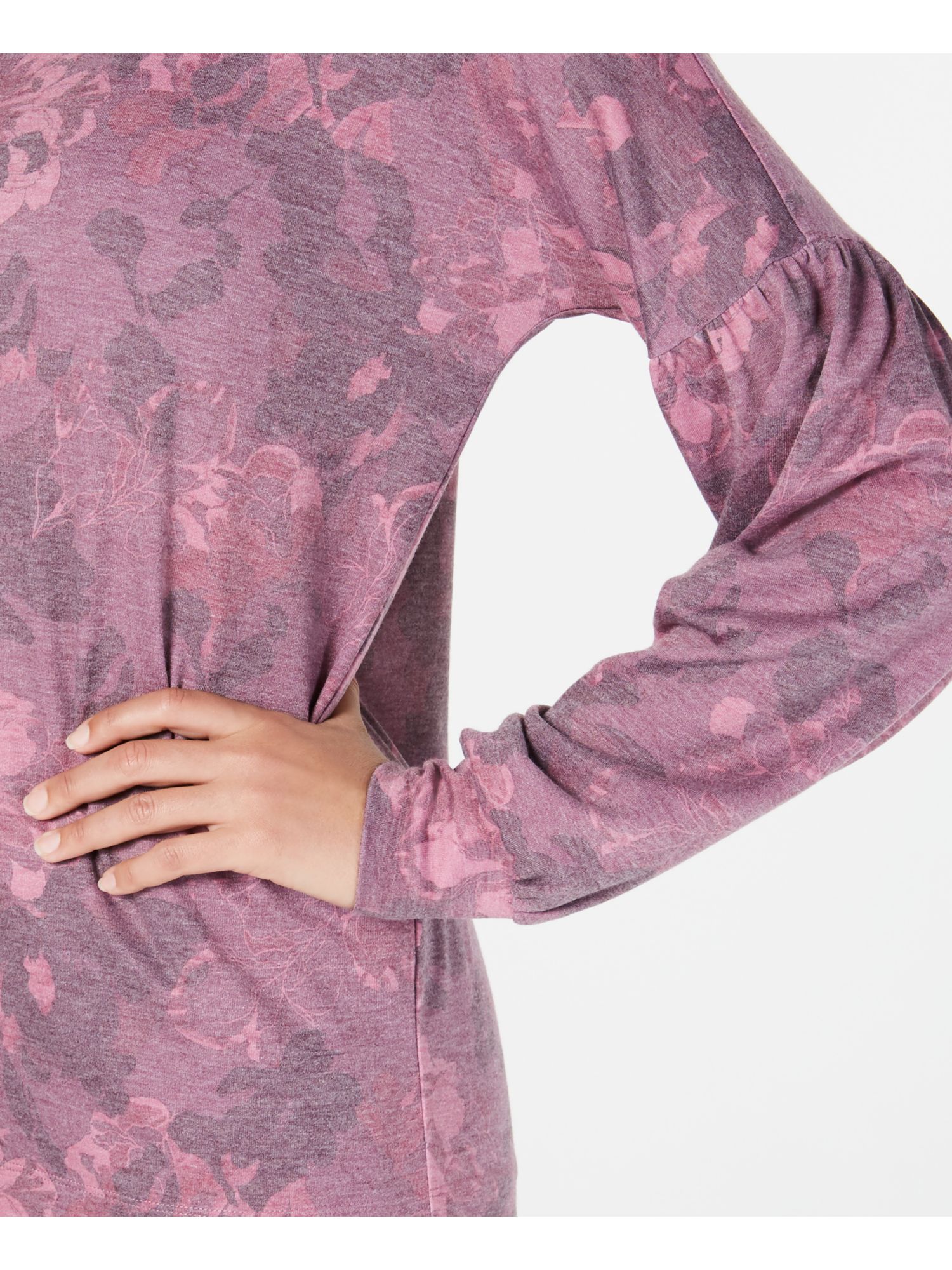 IDEOLOGY Womens Pink Floral Long Sleeve Jewel Neck Top XS - image 3 of 4