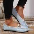 thumbnail image 5 of Dweltoz Women's Leather Loafers Business Casual Comfortable Work Office Flats Lightweight Slip on Retro Dressy Shoes,Blue 40, 5 of 9