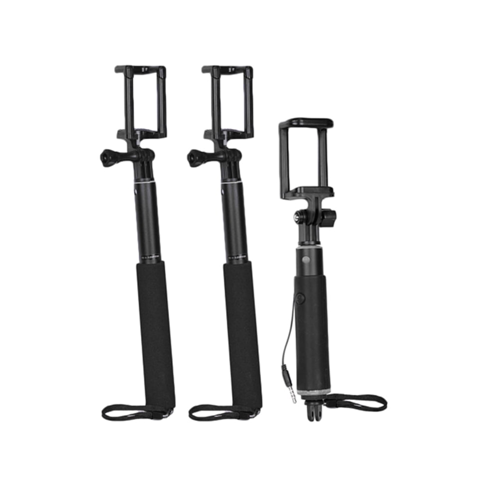 3 Pack Extendable Handheld Monopod with 2 Bluetooth and 1 Wired Selfie