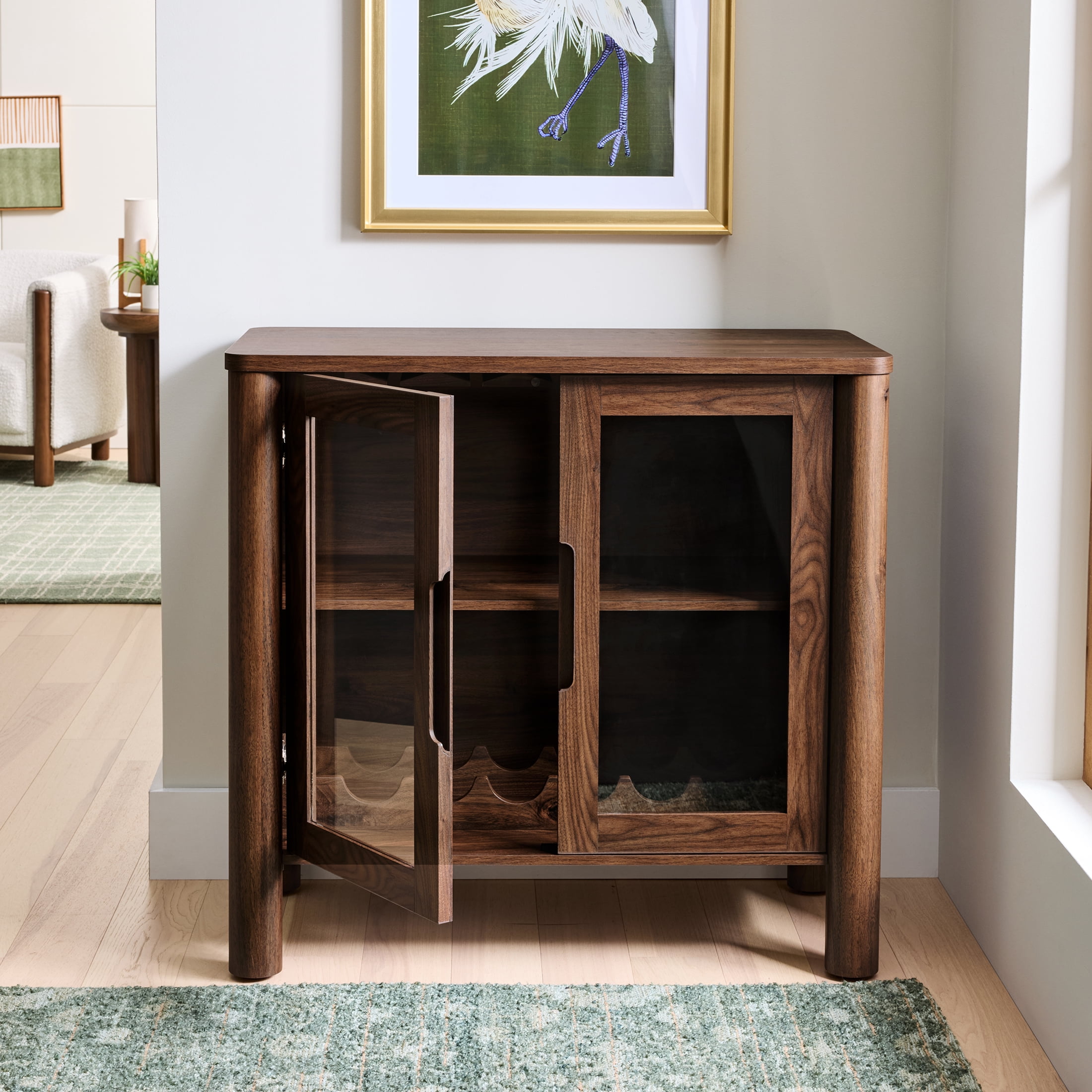 Better Homes & Gardens Adlin Bar Cabinet with Storage, Walnut