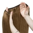 thumbnail image 5 of MY-LADY Invisible Wire in Human Hair Extensions Highlight Secret Fish Line Headband No Clips Hairpiece Straight 16-22Inches for Women, 5 of 8