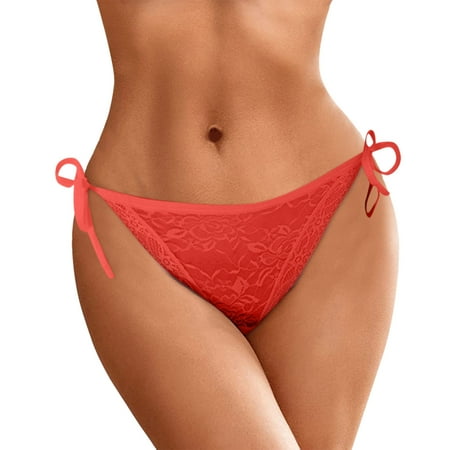 DondPO Plus Size Lingerie Womens Underwear Womens Seamless Panties Sexy Bikini Panties Lace Ladies High Waist Low Waist Panties Panties for Women Seamless Underwear Cotton Underwear Red One Size
