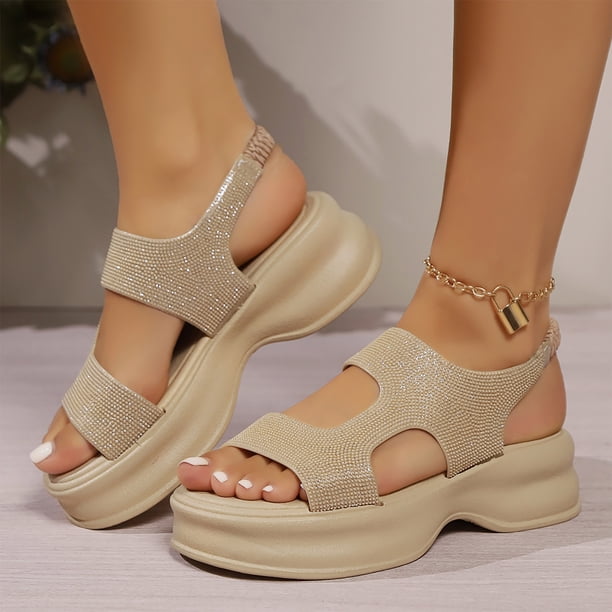 MKLEKYY Sandalias Con Plataforma de Mujer, Nuevas Sandalias de Moda de Suela Gruesa, Nuevas Prendas de Vestir Casuales de Verano, Sandalias de Mujer, Zapatos de Mujer de Color Sólido