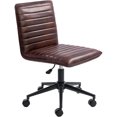 thumbnail image 1 of Chaise de Bureau en Cuir pour la Maison, Chaise de Bureau Sans Accoudoirs avec Roulettes Pivotante à 360°, Chaise d'Ordinateur Roulante avec Dossier, Chaise d'Appoint Réglable avec Base Tabouret, 1 of 8