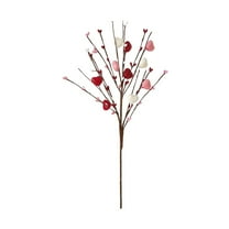1 Pcs Valentines Day Decorations Flower Picks Stems,Valentine’S Day Heart Shaped Branch,Artificial Berry Stems Heart Shaped Branch,Heart Picks Flowers For Valentine Mother'S Day Christmas,Wedding,C