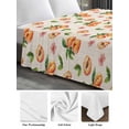 thumbnail image 6 of Summer Peach King Size Flat Sheet, Wrinkleproof & Fadeproof Cooling Flat Bed Sheet Only, Tropical Fruit Rustic Flowers Watercolor Breathable Soft Bedding Top Sheets 105 x 98 Inches, 6 of 8
