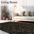 thumbnail image 2 of ODIKA 8'x10' Machine Washable Non-Slip Area Rug, Botanic Dream Interlocking Leaf Vein High Traffic Rug with Pad, Black, 568477, 2 of 8
