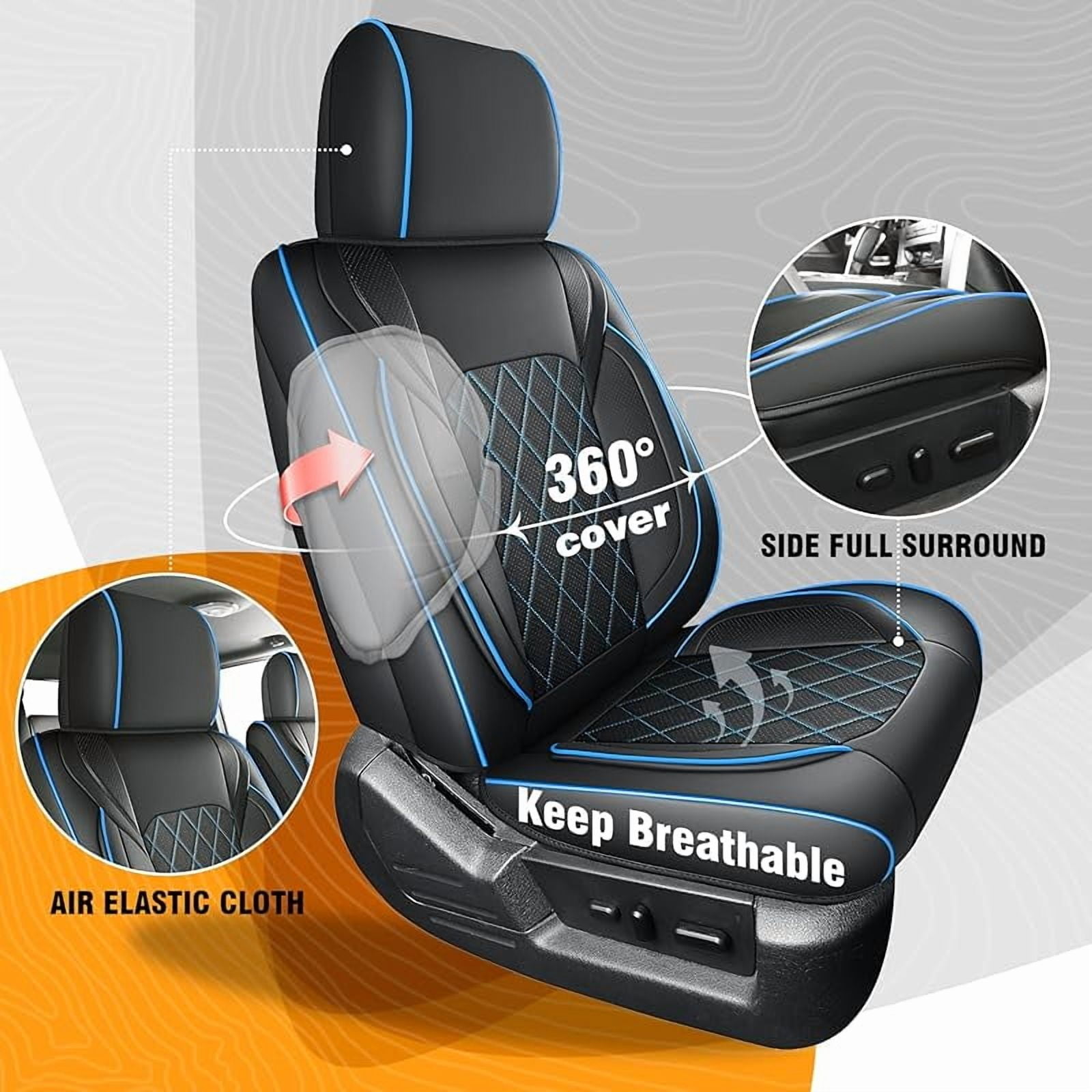 Seat Covers for 2009-2025 Ford F150 SuperCrew & 2017-2025 F250/F350/F450 Super Duty Crew Cab Pickup XL XLT Lariat King Ranch | Custom-Fit Front Seat Covers(Beige)