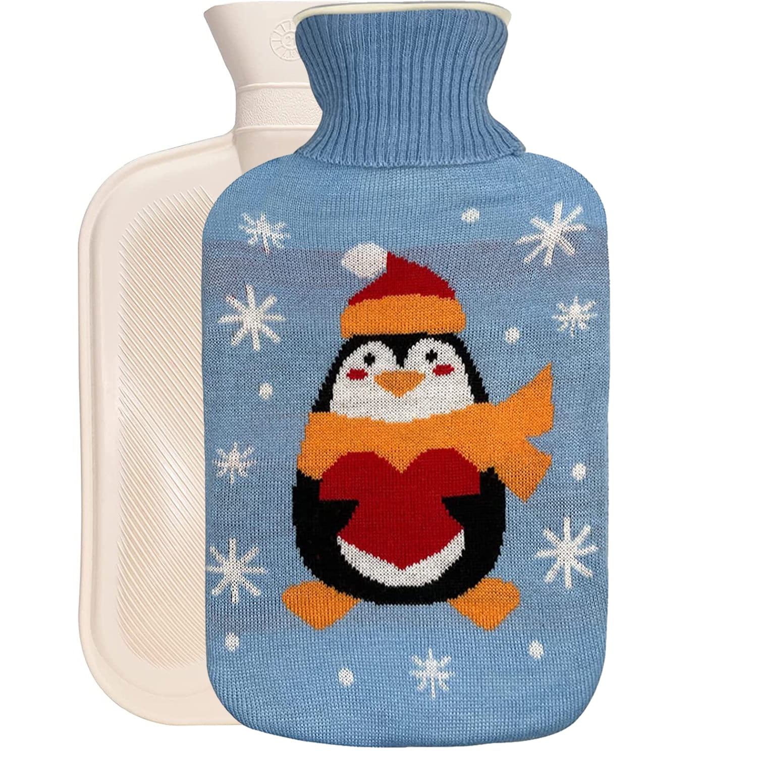 Rubber Hot Water Bottle with Cover,1 Pack Hot Water Bag for Foot Warmer