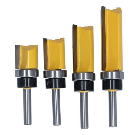 

Spptty Bearing Straight Bit 4Pcs Flush Trim Router Bit Pattern Straight Bearing Milling Cutter 19mm Diameter 1/4in Shank Flush Trim Bit