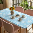 thumbnail image 3 of Sky Blue Christmas Table Cloths for 3 Foot Rectangle Tables, Xmas Tree Snowflake Winter Abstract Patio Waterproof Elastic Fitted Tablecloths, Washable Rectangular Table Cover for Camping, 3 of 8