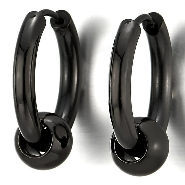 Pendientes con bisagras de cuentas circulares de acero inoxidable para hombres y mujeres, ofrecen durabilidad y una estética contemporánea 2 piezas