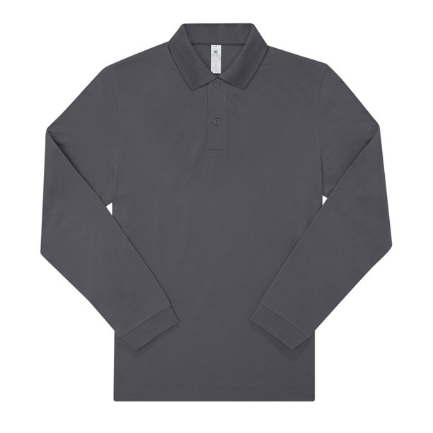 B&C - Polo My de Manga Larga para Hombre (Gris Oscuro)