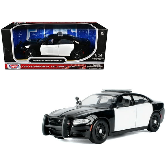 2023 Dodge Charger Pursuit Police Car Black and White "Law Enforcement and Public Service" Series 1/24 Diecast Model Car by Motormax