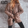 thumbnail image 6 of LOVE DOCK Winter Clothes Women 2021 Winter New Single Breasted Pockets Knitted Cardigan Women Loose Twist Long Sweater Coat, 6 of 6