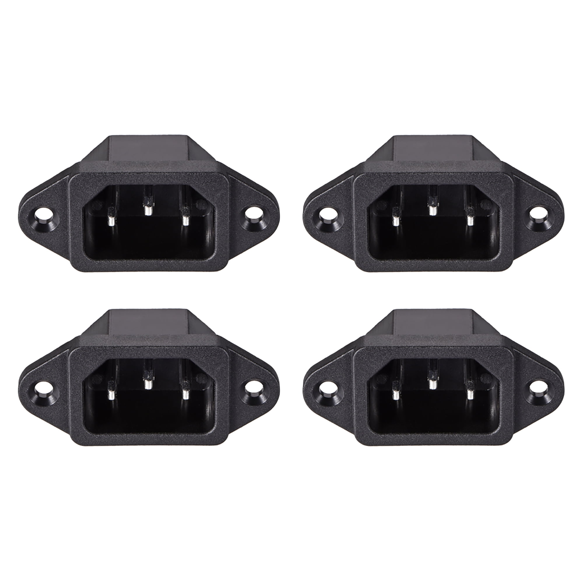 uxcell C14 Panel Mount Plug Adapter AC 250V 10A 3 Pins IEC Inlet Module Plug Power Connector Socket with 3 Wires Pack of 5 
