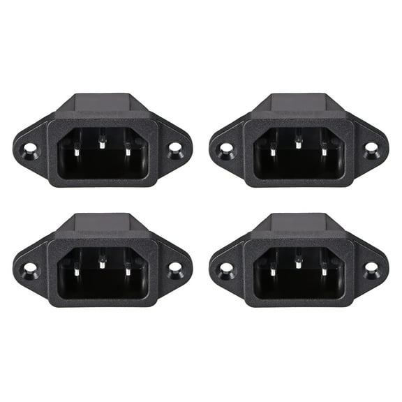 Panel Mount Plug Adapter AC 250V 10A C14 3 Pins IEC Inlet Module Plug Power Connector Socket  Straight 4 pcs