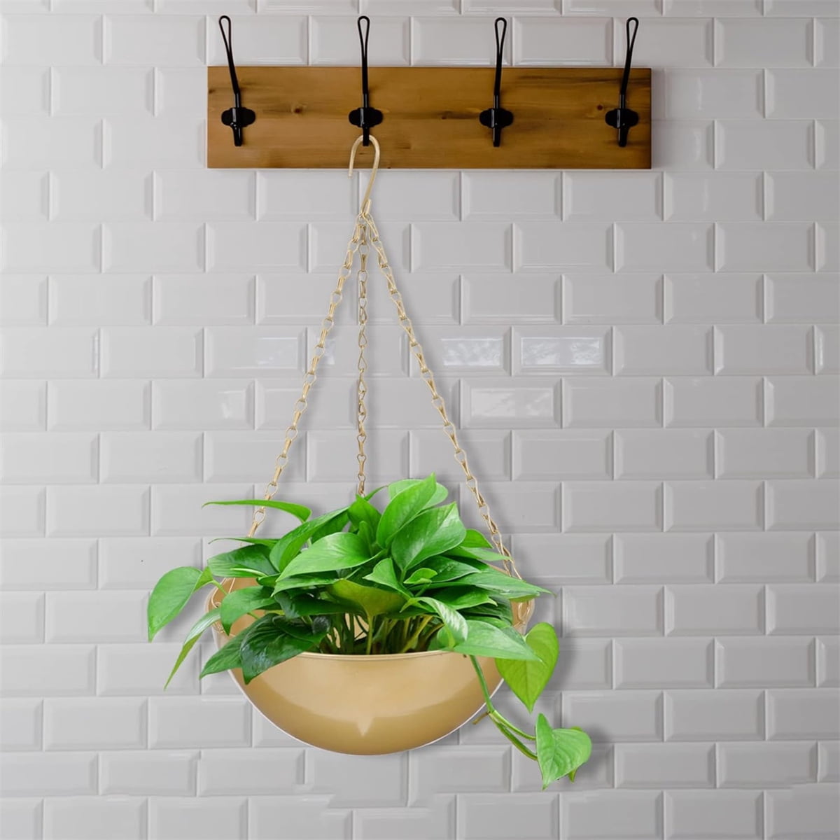 Hanging Planters with Chins,Bexikou Small Metal Plant Hanger,Hanging Basket,Metal Hanging Planters for Indoor Plants,Plant Hanger Decor for Window and Patio (Gold)