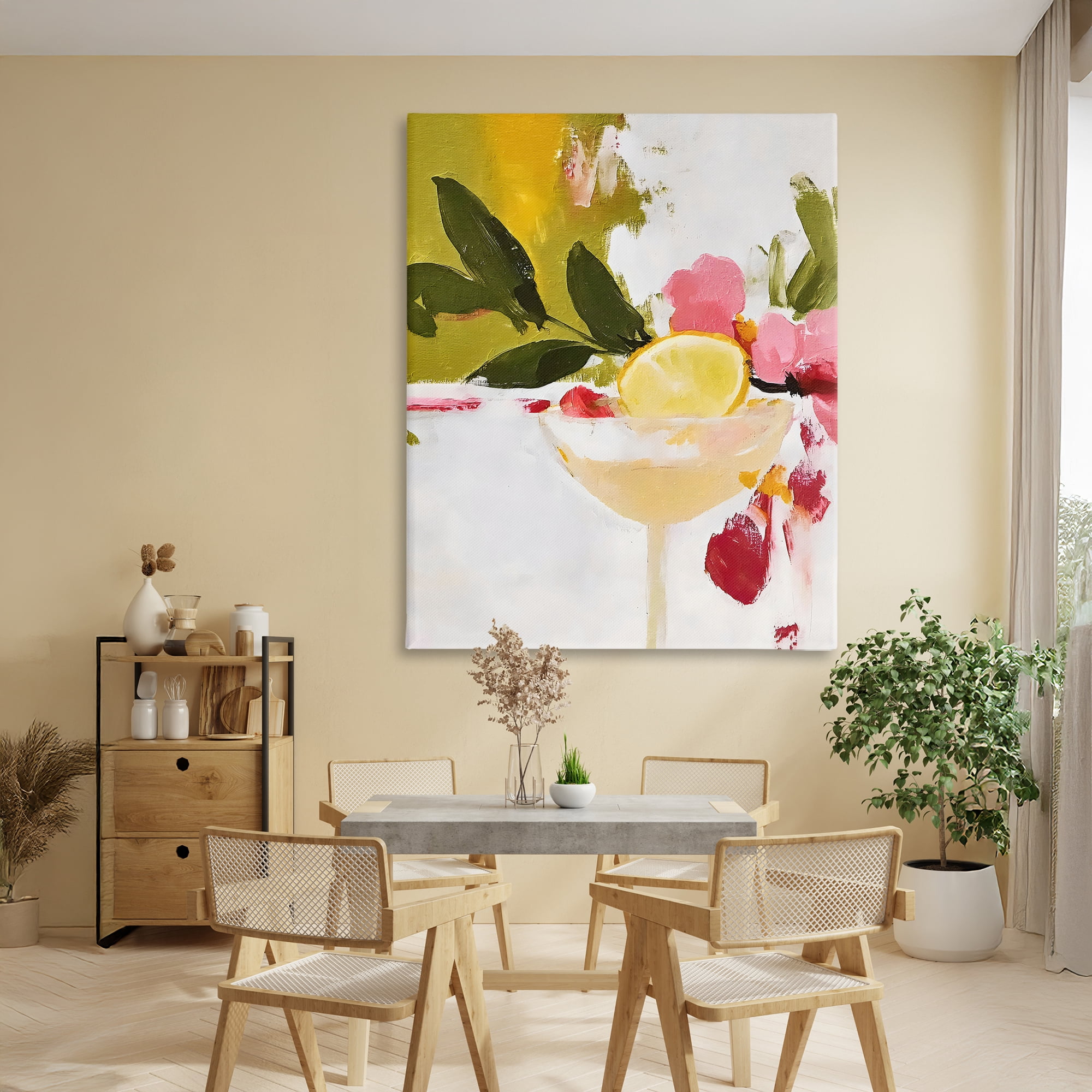 Stupell Industries Red & Pink with Lemons Canvas Wall Art, design by Riley B