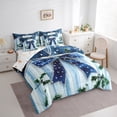 thumbnail image 3 of Manfei Polka Dots Bow 7 Pieces Bedding Comforter Set,Xmas Flower Floral Full Bedding Set,Green Blue Fitted Sheet Flat Sheet For Girls Kids,Breathable Home Decor Reversible, 3 of 8