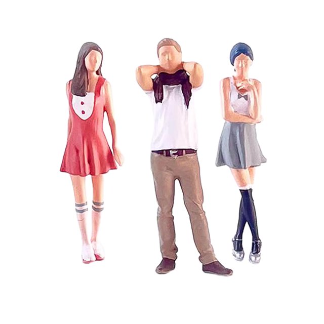 Figuras de resina para hombre y mujer, Dioramas de manga corta a escala 1:64, vestido de figura de juego de rol, modelo de niña para diseño de tren, 3