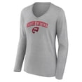 thumbnail image 2 of Women's Gray Western Kentucky Hilltoppers Campus Long Sleeve V-Neck T-Shirt, 2 of 3