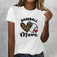 thumbnail image 2 of WREESH Women's Baseball Heart T-Shirts Short Sleeve Round Neck Graphic Tops White, 2 of 4