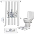 thumbnail image 2 of FMSHPON Taj Mahal 4 Piece Bathroom Set Shower Curtain Bath Rug Contour Mat and Toilet Lid Cover, 2 of 8