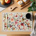 thumbnail image 2 of Watercolor Flowers Placemats Set of 4, Rustic Spring Floral Botanical Beige Placemats for Dining Table, Place Mats for Kitchen Tabletop, Waterproof Wipeable Dining Table Mats Set, 2 of 9