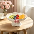 thumbnail image 5 of Flower Shaped Pedestal Fruit Bowl with Bow Detail Decorative Centerpiece Candy Snack Serving Tray for Coffee Table Home Decor, 5 of 6