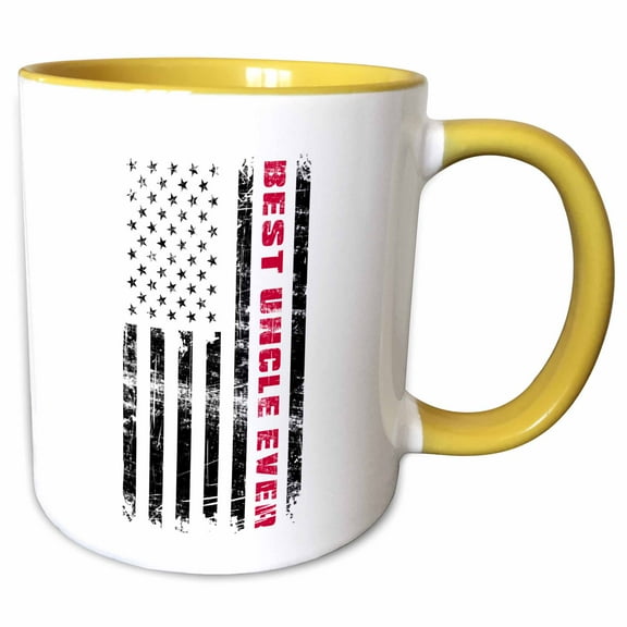 3drose, American Flag Patriotic Best Uncle Ever Fun Cool, 11oz Two-tone Yellow Mug