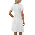 thumbnail image 5 of Bigersell Evening Dress Deals Female Button-Donw Short Sleeve Knee Length Fitted & Flare Dress Style D-68 Beach Vacation Dresses Regular Summer Dresses , White L, 5 of 6
